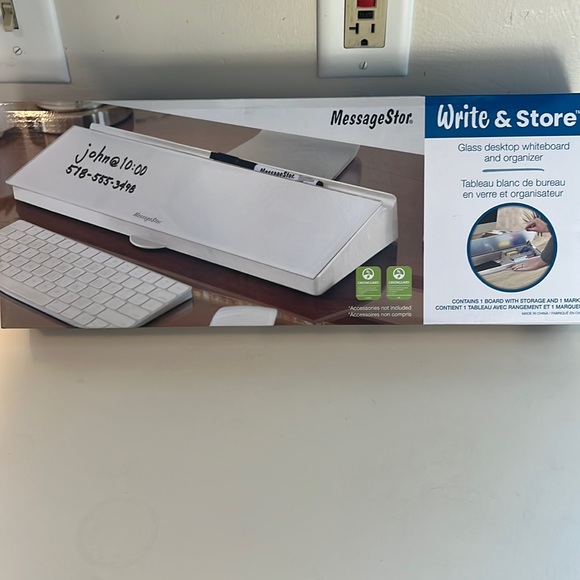 MessageStor Office Glass Desktop Whiteboard And Organizer Poshmark